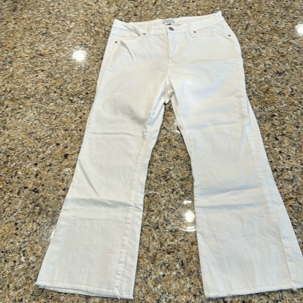 Mudpie wide leg white jeans, size L, like new